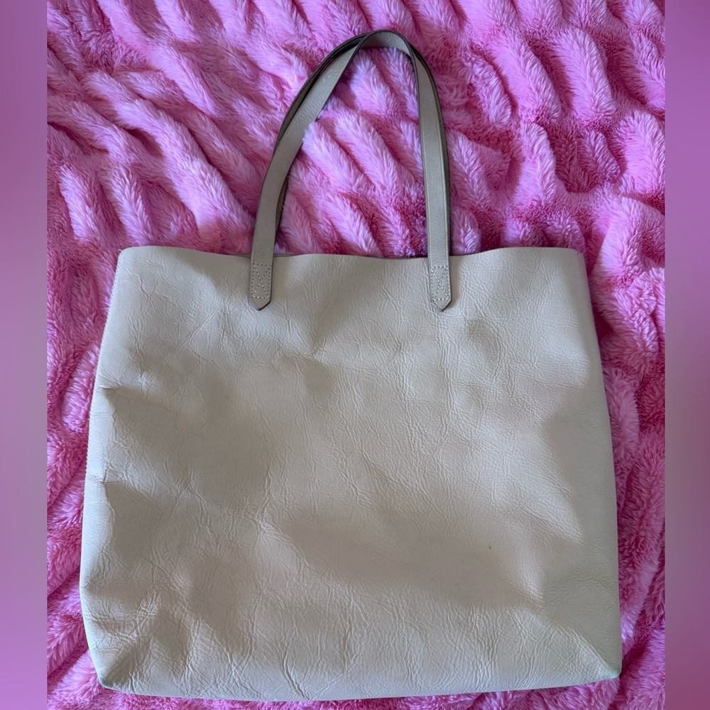 Madewell Pinky Cream Leather Tote